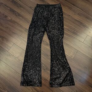 Women’s black sequin pants small flared